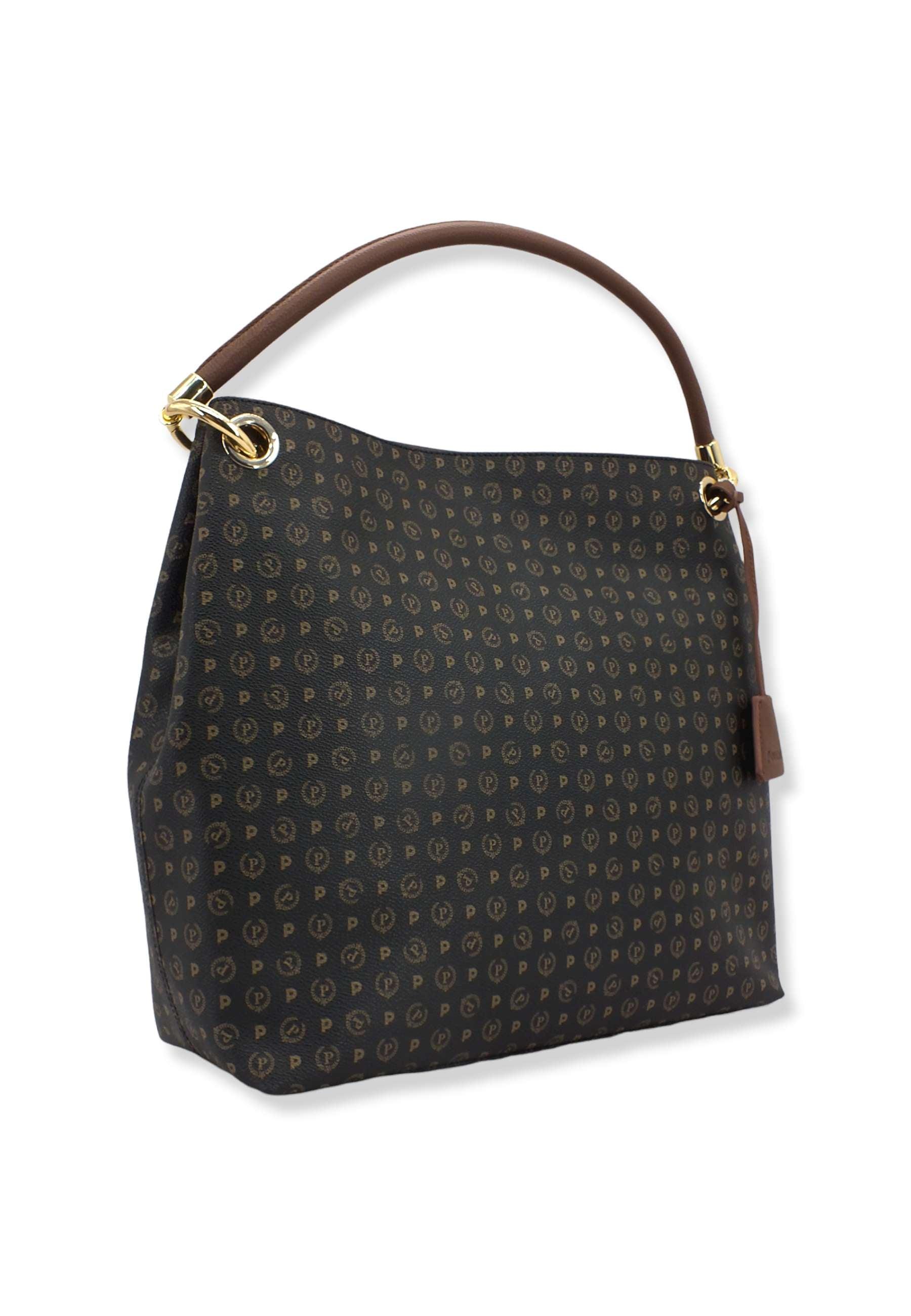POLLINI Borsa Hobo Loghi Nero Marrone TE8409PP02DQ1100D - Sandrini Calzature e Abbigliamento