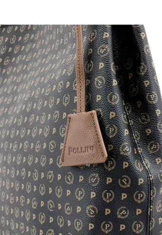POLLINI Borsa Hobo Loghi Nero Marrone TE8409PP02DQ1100D - Sandrini Calzature e Abbigliamento