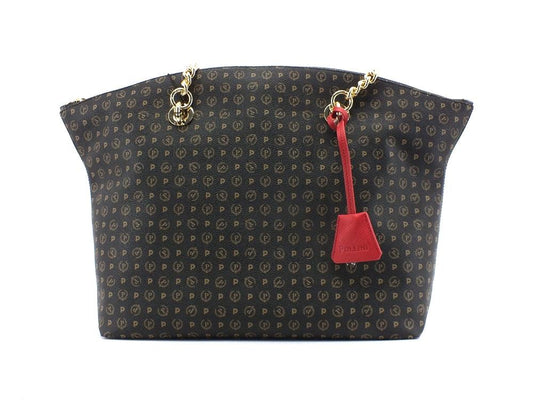 POLLINI Borsa Loghi Printed Catena Nero Rosso TE8408PP02Q1100B - Sandrini Calzature e Abbigliamento