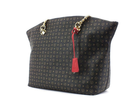 POLLINI Borsa Loghi Printed Catena Nero Rosso TE8408PP02Q1100B - Sandrini Calzature e Abbigliamento