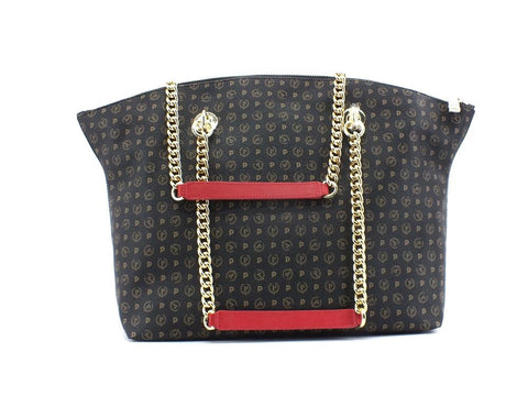 POLLINI Borsa Loghi Printed Catena Nero Rosso TE8408PP02Q1100B - Sandrini Calzature e Abbigliamento