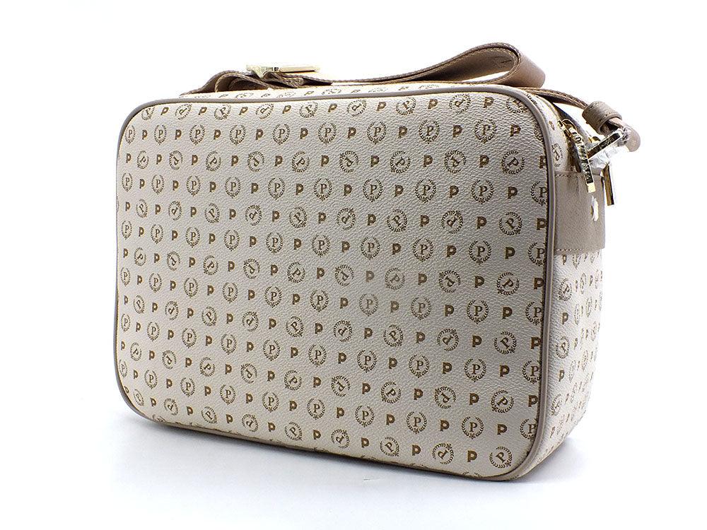 POLLINI Borsa Messenger Triple Zip Loghi Avorio Ghiaccio TE8402PP02Q1110A - Sandrini Calzature e Abbigliamento