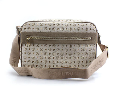 POLLINI Borsa Messenger Triple Zip Loghi Avorio Ghiaccio TE8402PP02Q1110A - Sandrini Calzature e Abbigliamento