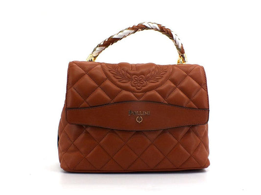 POLLINI Borsa Saddle Flap Logo Gold Marrone Terra SC4556PP0ESB0200 - Sandrini Calzature e Abbigliamento