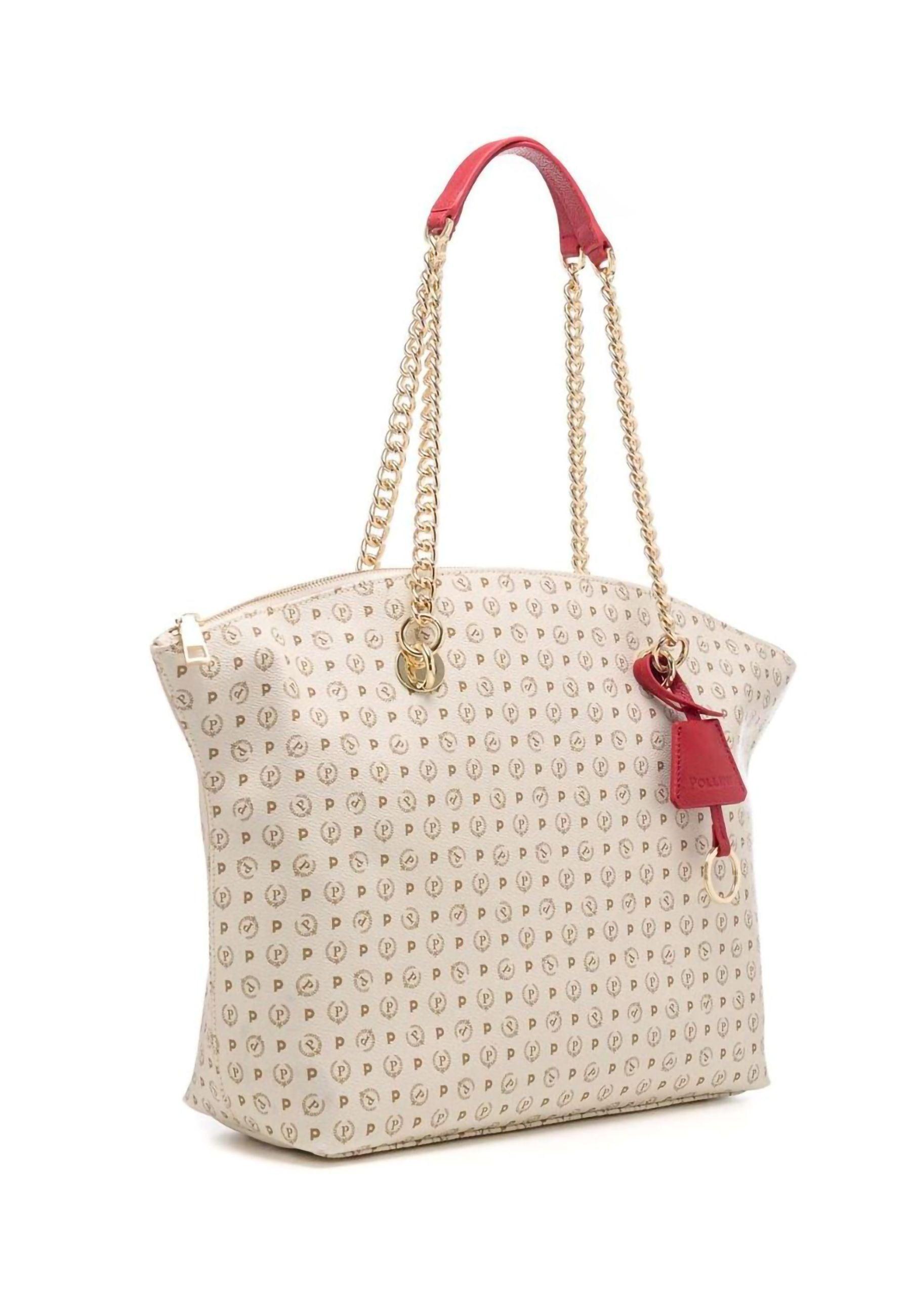 POLLINI Borsa Tote Avorio Rosso TE8408PP02Q1110B - Sandrini Calzature e Abbigliamento