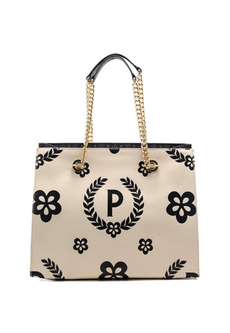 POLLINI Borsa Tote Big Avorio Nero TE8472PP0DQ1E00C - Sandrini Calzature e Abbigliamento