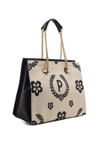 POLLINI Borsa Tote Big Avorio Nero TE8472PP0DQ1E00C - Sandrini Calzature e Abbigliamento
