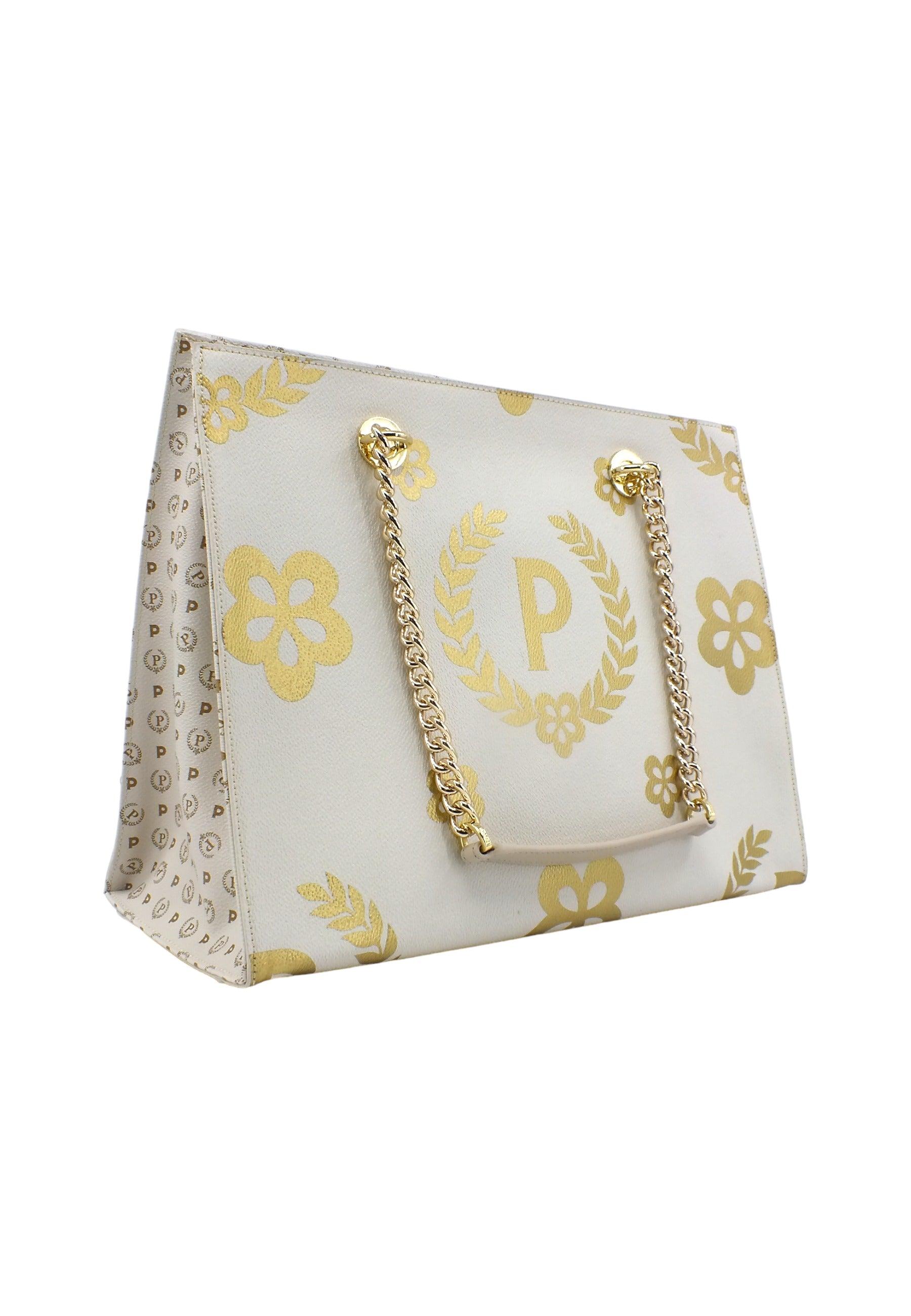 POLLINI Borsa Tote Big Bianco Oro TE8472PP0DQ1E10C - Sandrini Calzature e Abbigliamento