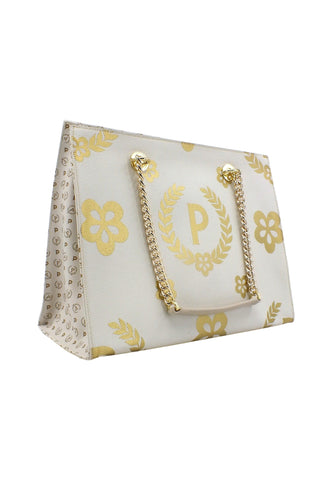 POLLINI Borsa Tote Big Bianco Oro TE8472PP0DQ1E10C - Sandrini Calzature e Abbigliamento
