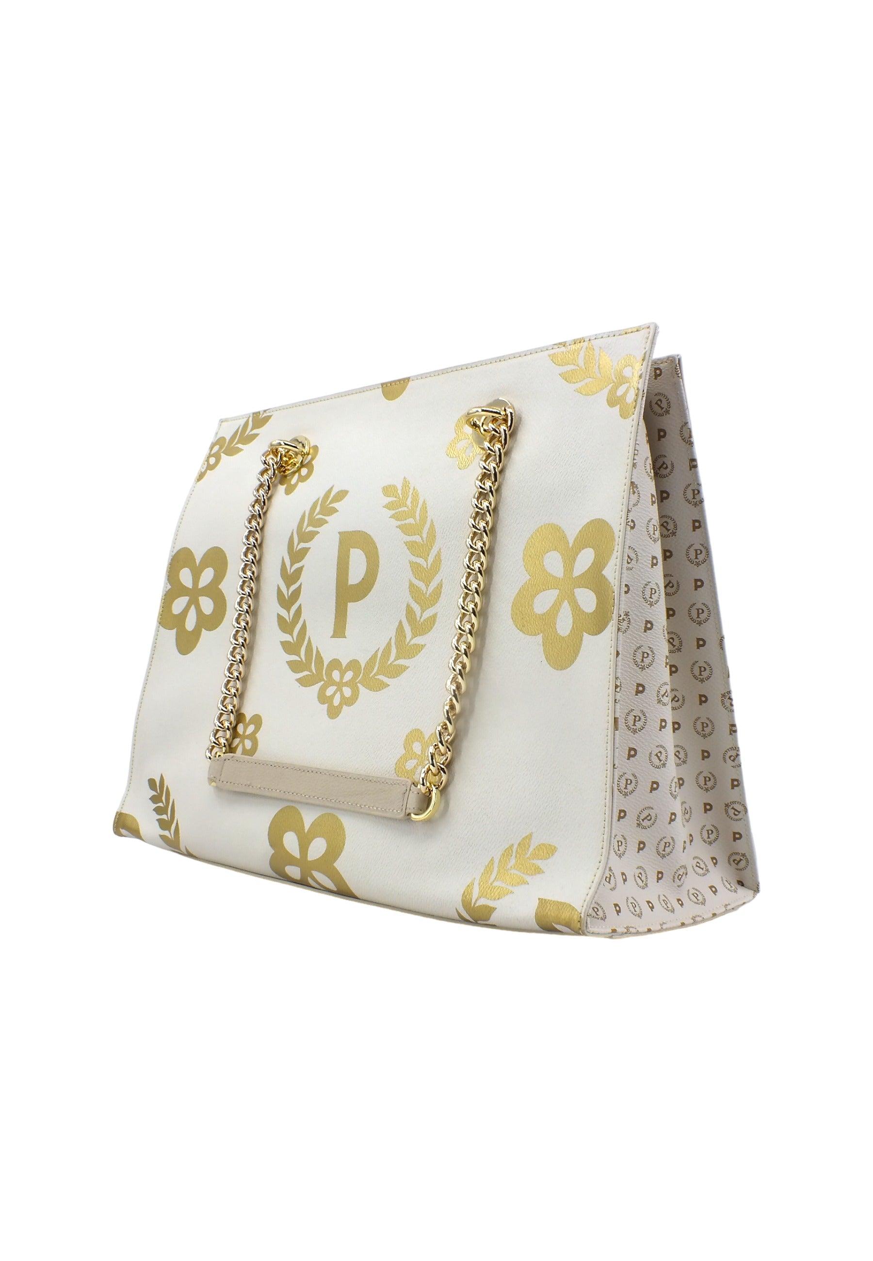 POLLINI Borsa Tote Big Bianco Oro TE8472PP0DQ1E10C - Sandrini Calzature e Abbigliamento
