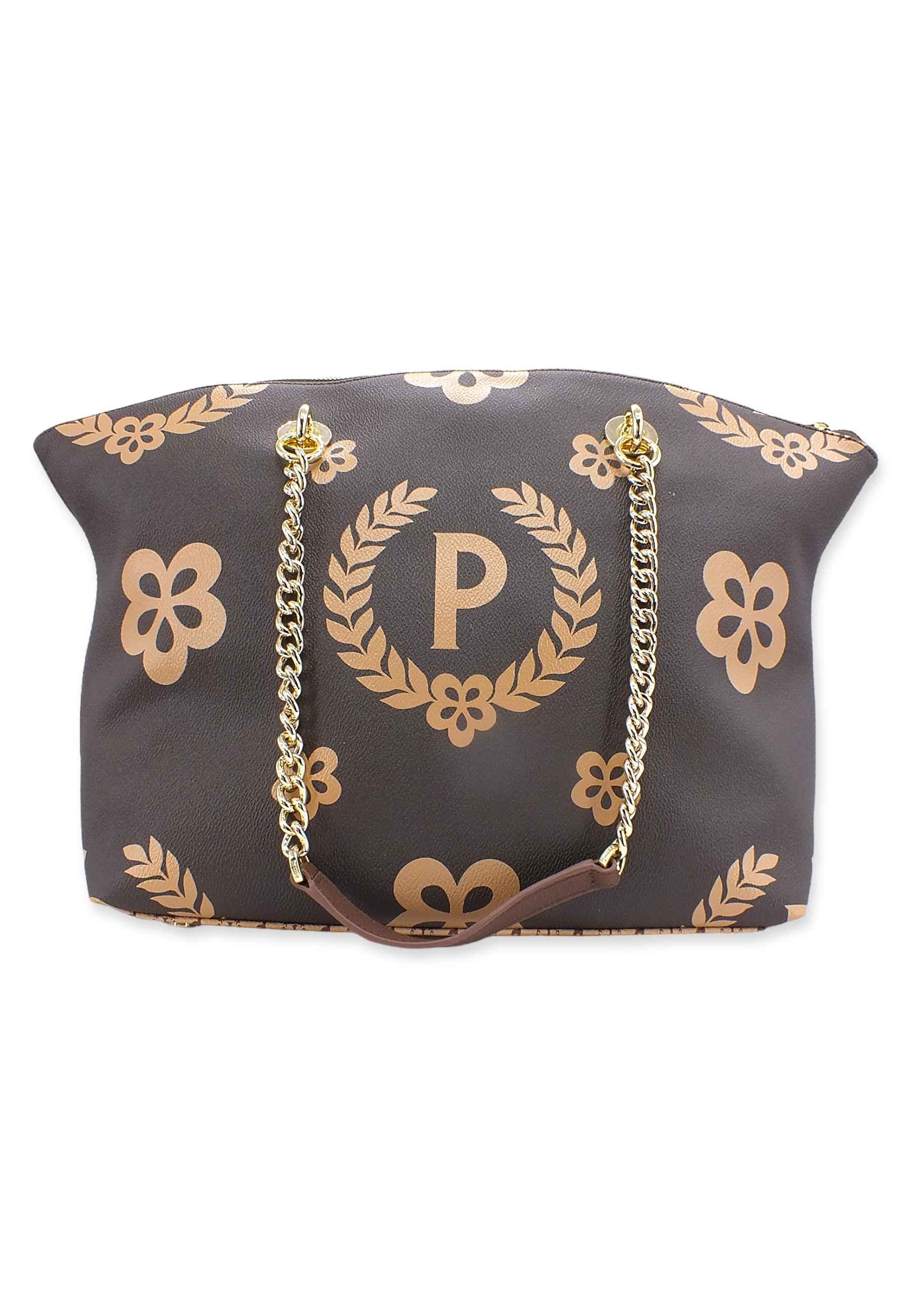 POLLINI Borsa Tote Big Cream Marrone TE8408PP02Q1E11A - Sandrini Calzature e Abbigliamento