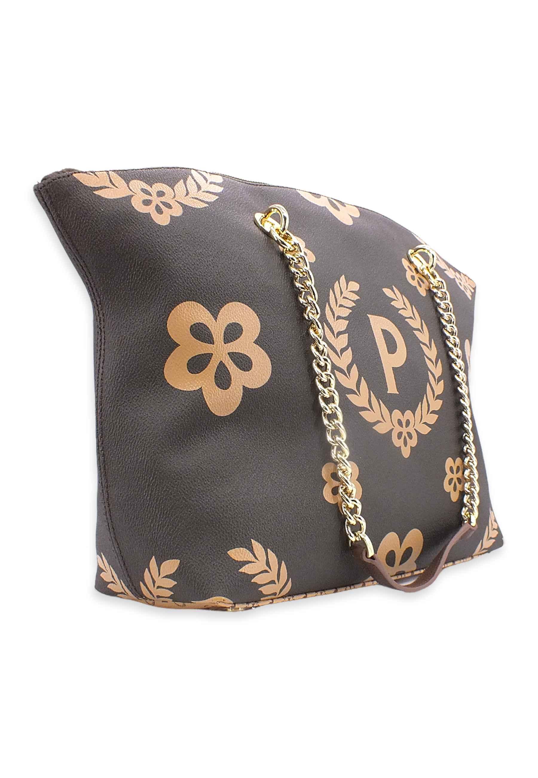 POLLINI Borsa Tote Big Cream Marrone TE8408PP02Q1E11A - Sandrini Calzature e Abbigliamento