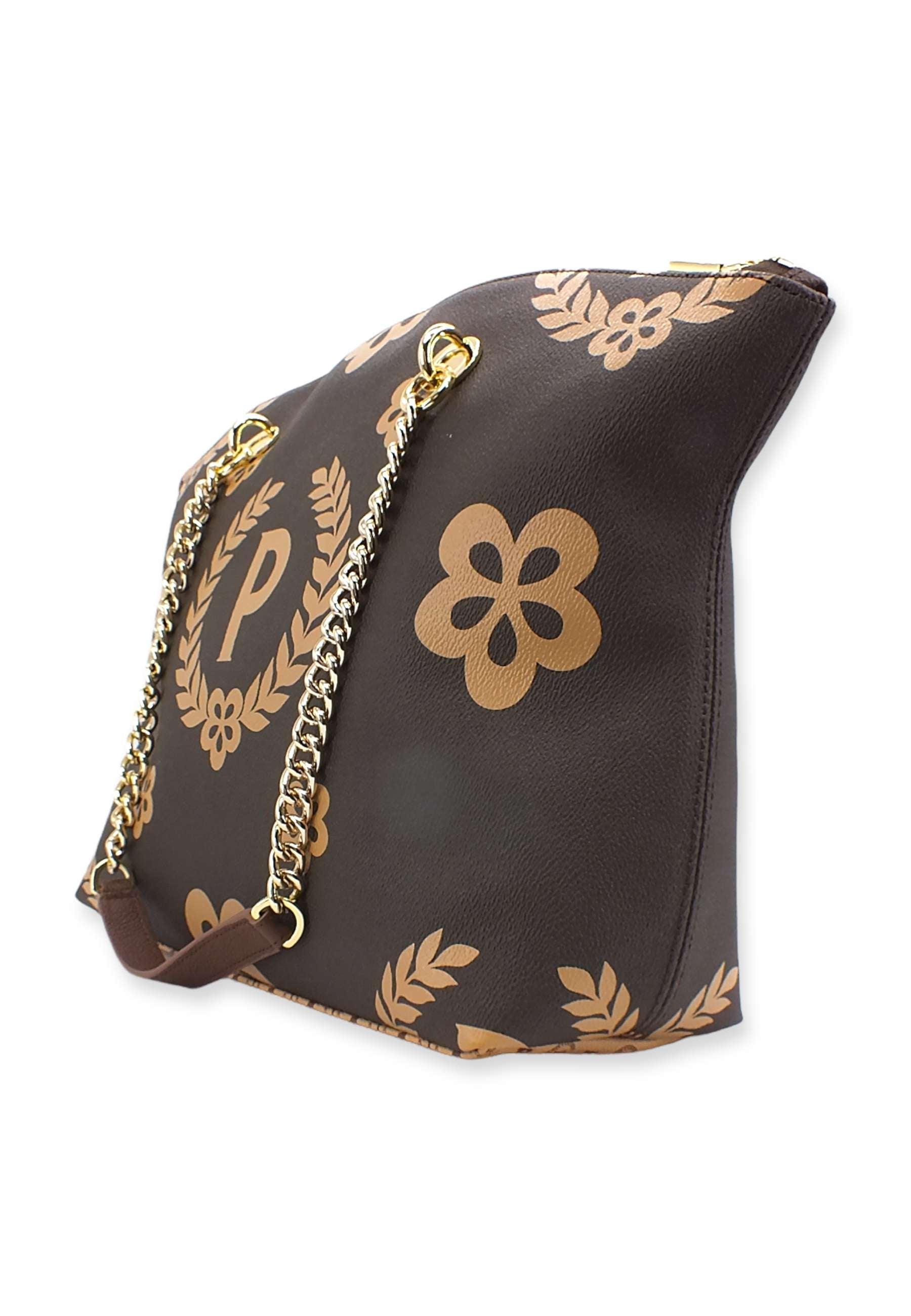 POLLINI Borsa Tote Big Cream Marrone TE8408PP02Q1E11A - Sandrini Calzature e Abbigliamento