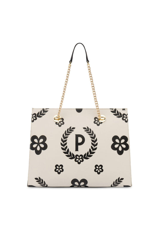 POLLINI Borsa Tote Big Nero Avorio TE8472PP0DQ1E00C - Sandrini Calzature e Abbigliamento