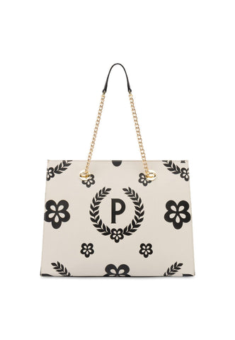 POLLINI Borsa Tote Big Nero Avorio TE8472PP0DQ1E00C - Sandrini Calzature e Abbigliamento