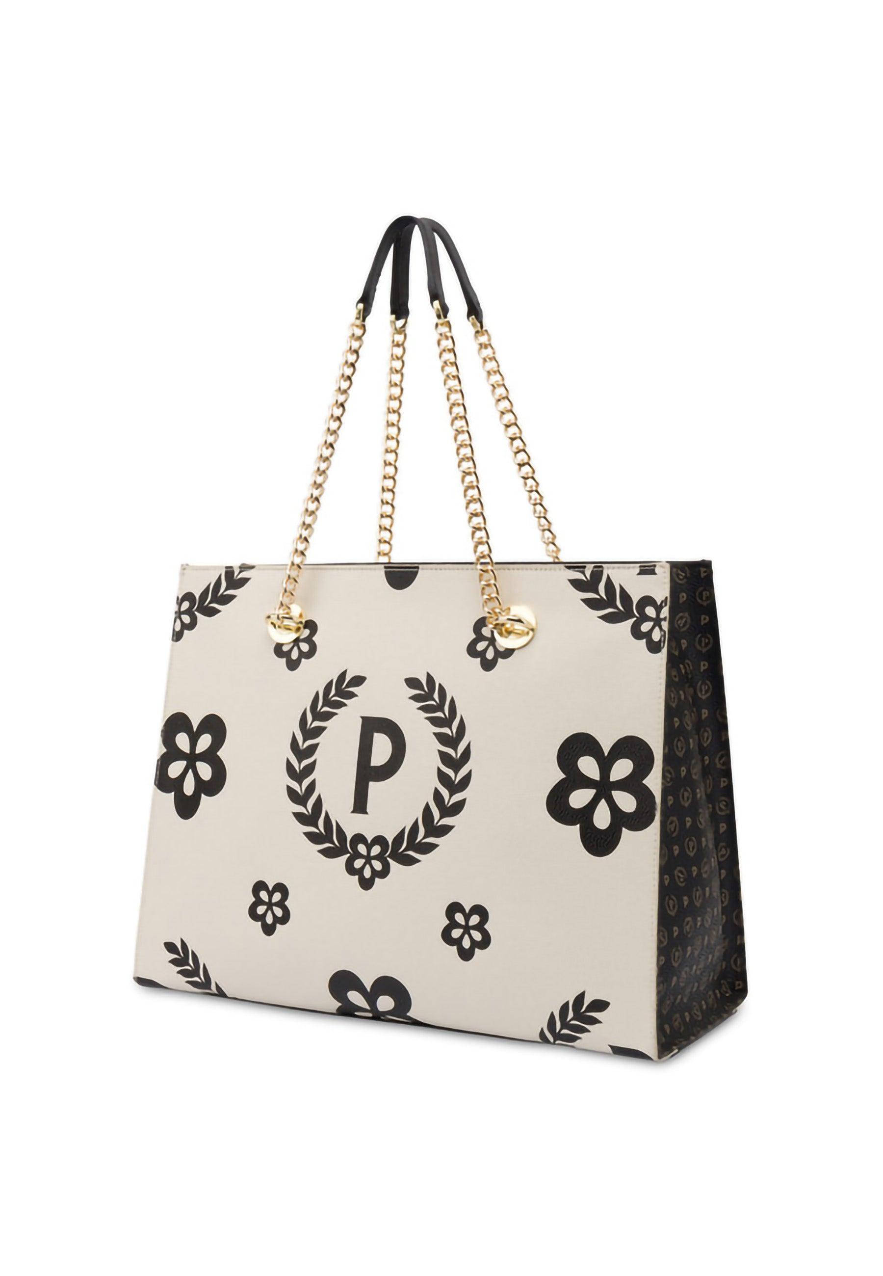 POLLINI Borsa Tote Big Nero Avorio TE8472PP0DQ1E00C - Sandrini Calzature e Abbigliamento