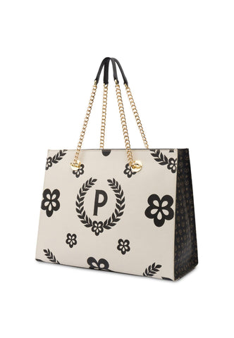 POLLINI Borsa Tote Big Nero Avorio TE8472PP0DQ1E00C - Sandrini Calzature e Abbigliamento
