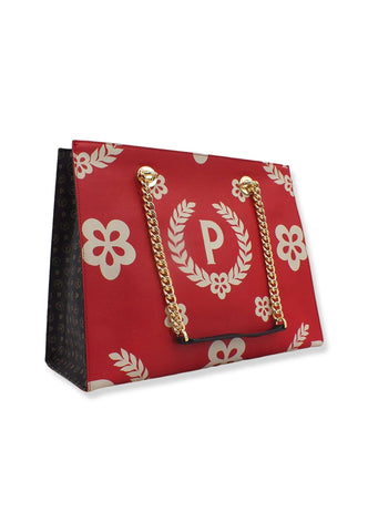 POLLINI Borsa Tote Catena Loghi Rosso Nero Avorio TE8472PP0DQE00B - Sandrini Calzature e Abbigliamento