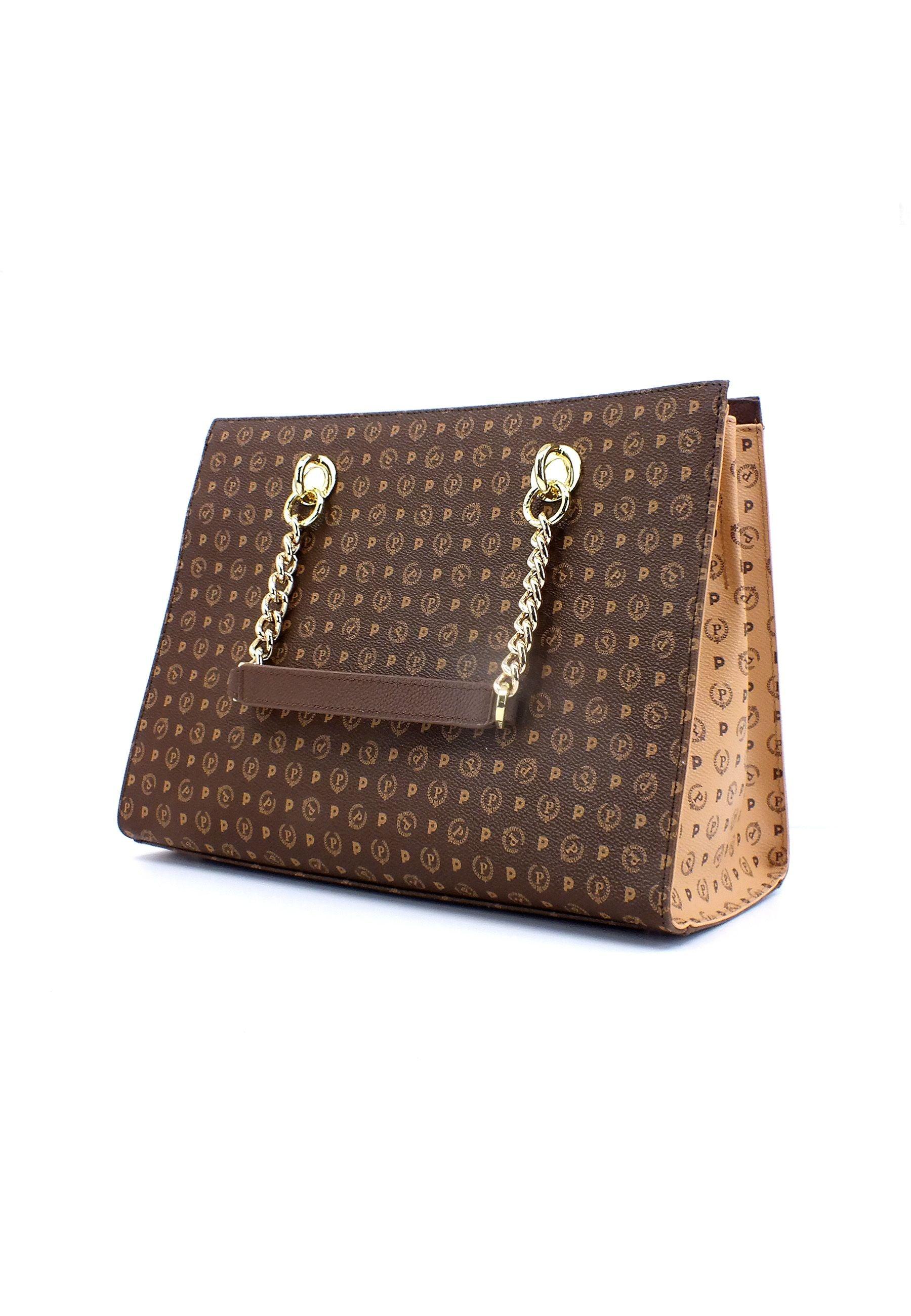 POLLINI Borsa Tote Crema Marrone TE8406PP02Q5330A - Sandrini Calzature e Abbigliamento