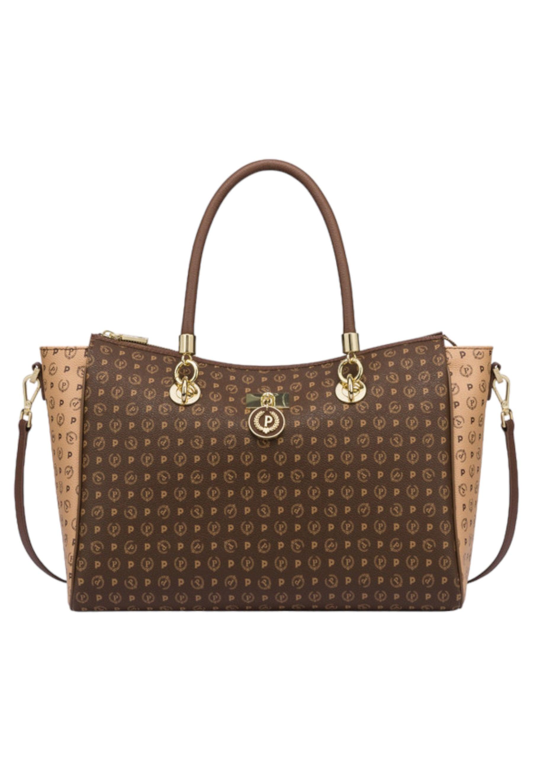 POLLINI Borsa Tote Donna Marrone Crema TE8518PP0HQ5330 - Sandrini Calzature e Abbigliamento