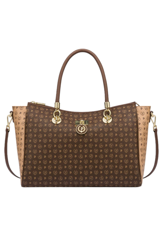 POLLINI Borsa Tote Donna Marrone Crema TE8518PP0HQ5330 - Sandrini Calzature e Abbigliamento