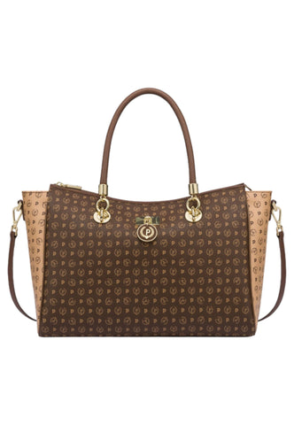 POLLINI Borsa Tote Donna Marrone Crema TE8518PP0HQ5330 - Sandrini Calzature e Abbigliamento