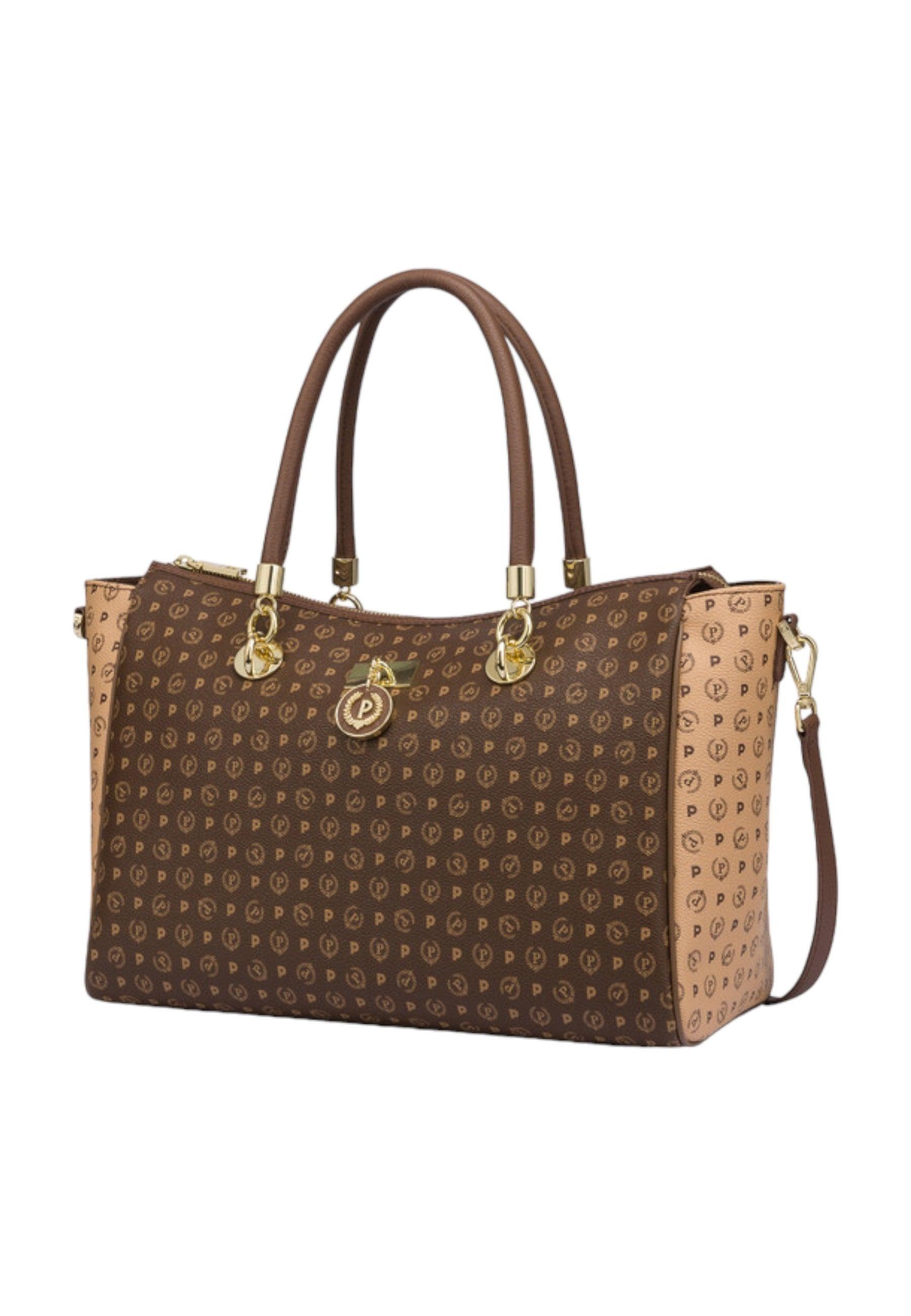 POLLINI Borsa Tote Donna Marrone Crema TE8518PP0HQ5330 - Sandrini Calzature e Abbigliamento
