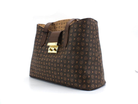 POLLINI Borsa Tote Loghi Clutch Marrone Crema TE8451PP0BQ5330A - Sandrini Calzature e Abbigliamento