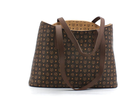 POLLINI Borsa Tote Loghi Clutch Marrone Crema TE8451PP0BQ5330A - Sandrini Calzature e Abbigliamento
