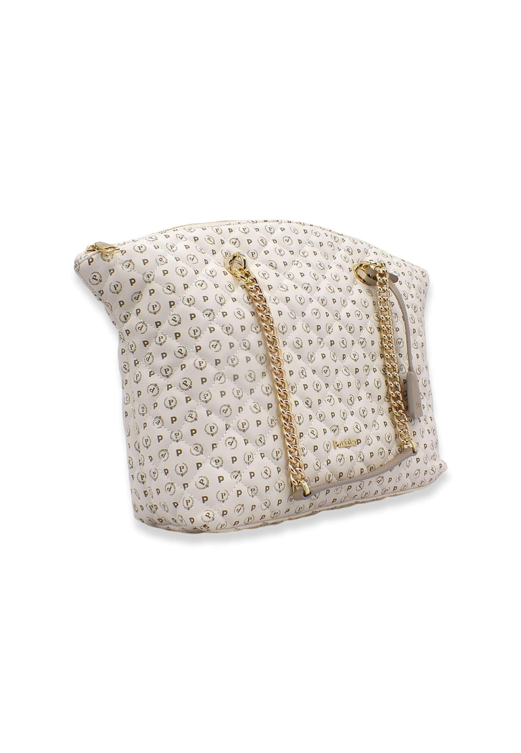 POLLINI Borsa Tote Matelassè Loghi Bianco Avorio TE8408PP02Q2210A - Sandrini Calzature e Abbigliamento