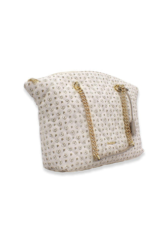 POLLINI Borsa Tote Matelassè Loghi Bianco Avorio TE8408PP02Q2210A - Sandrini Calzature e Abbigliamento