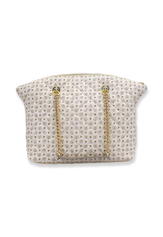 POLLINI Borsa Tote Matelassè Loghi Bianco Avorio TE8408PP02Q2210A - Sandrini Calzature e Abbigliamento
