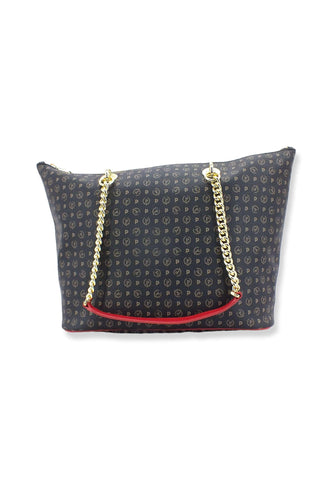 POLLINI Borsa Tote Mid Loghi Zip Nero Rosso TE8410PP02Q1100B - Sandrini Calzature e Abbigliamento