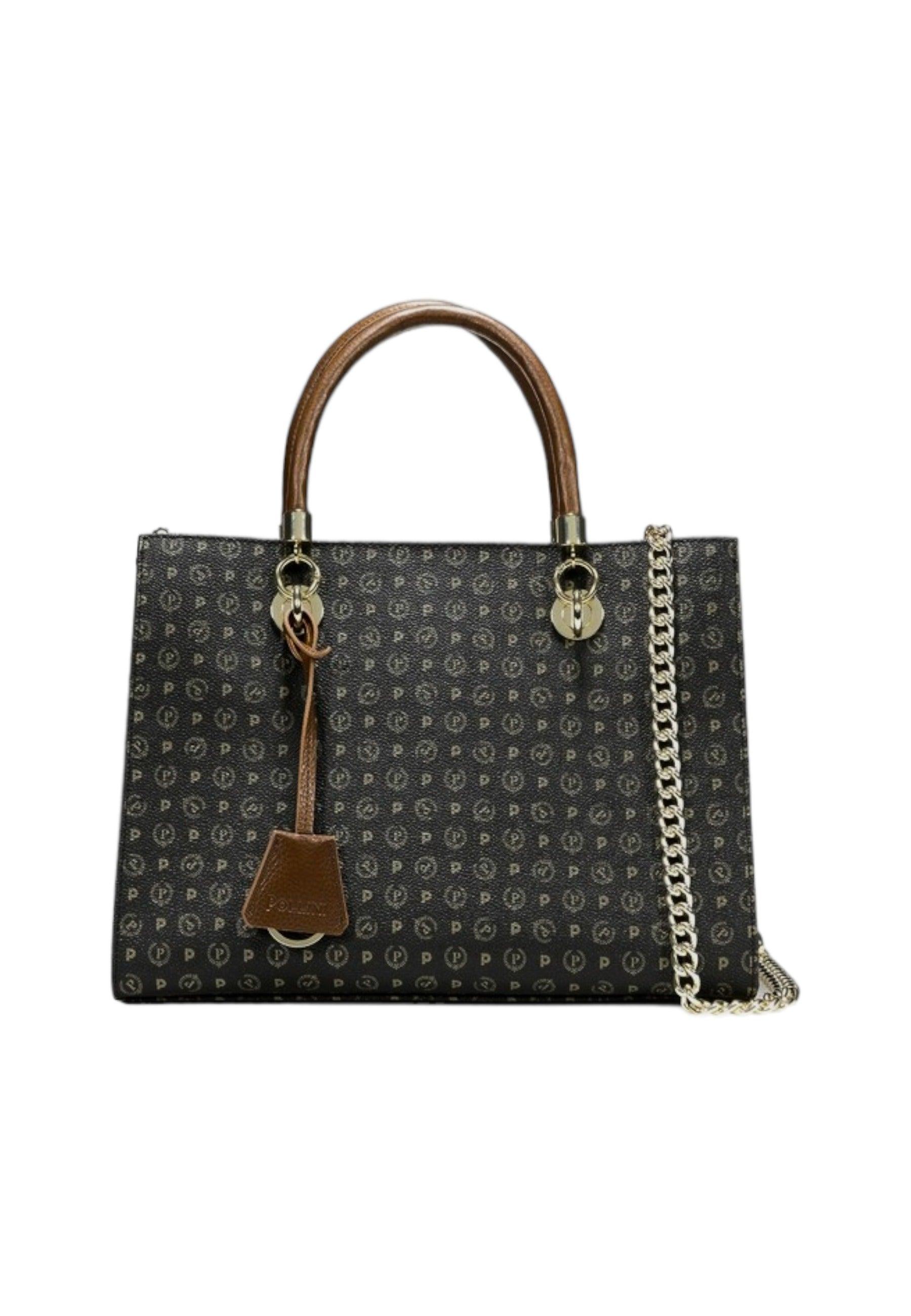 POLLINI Borsa Tote Small Nero Marrone TE8406PP02Q1100D - Sandrini Calzature e Abbigliamento