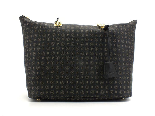 POLLINI Borsa Tote Zip Loghi Printed Nero TE8410PP02Q1100A - Sandrini Calzature e Abbigliamento