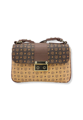 POLLINI Borsa Tracolla Baguette Loghi Marrone Crema TE8452PP02Q5330A - Sandrini Calzature e Abbigliamento