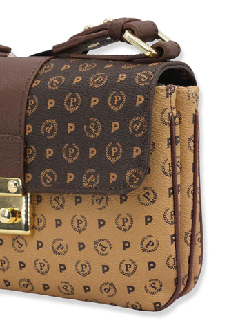 POLLINI Borsa Tracolla Baguette Loghi Marrone Crema TE8452PP02Q5330A - Sandrini Calzature e Abbigliamento