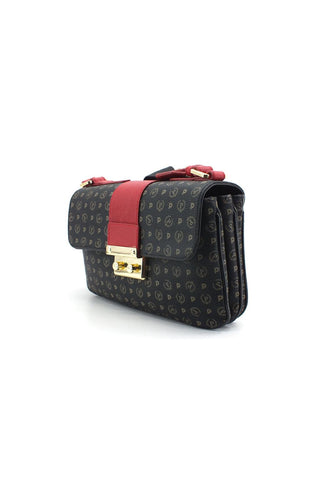 POLLINI Borsa Tracolla Baguette Loghi Nero Rosso TE8452PP0BQ1100B - Sandrini Calzature e Abbigliamento