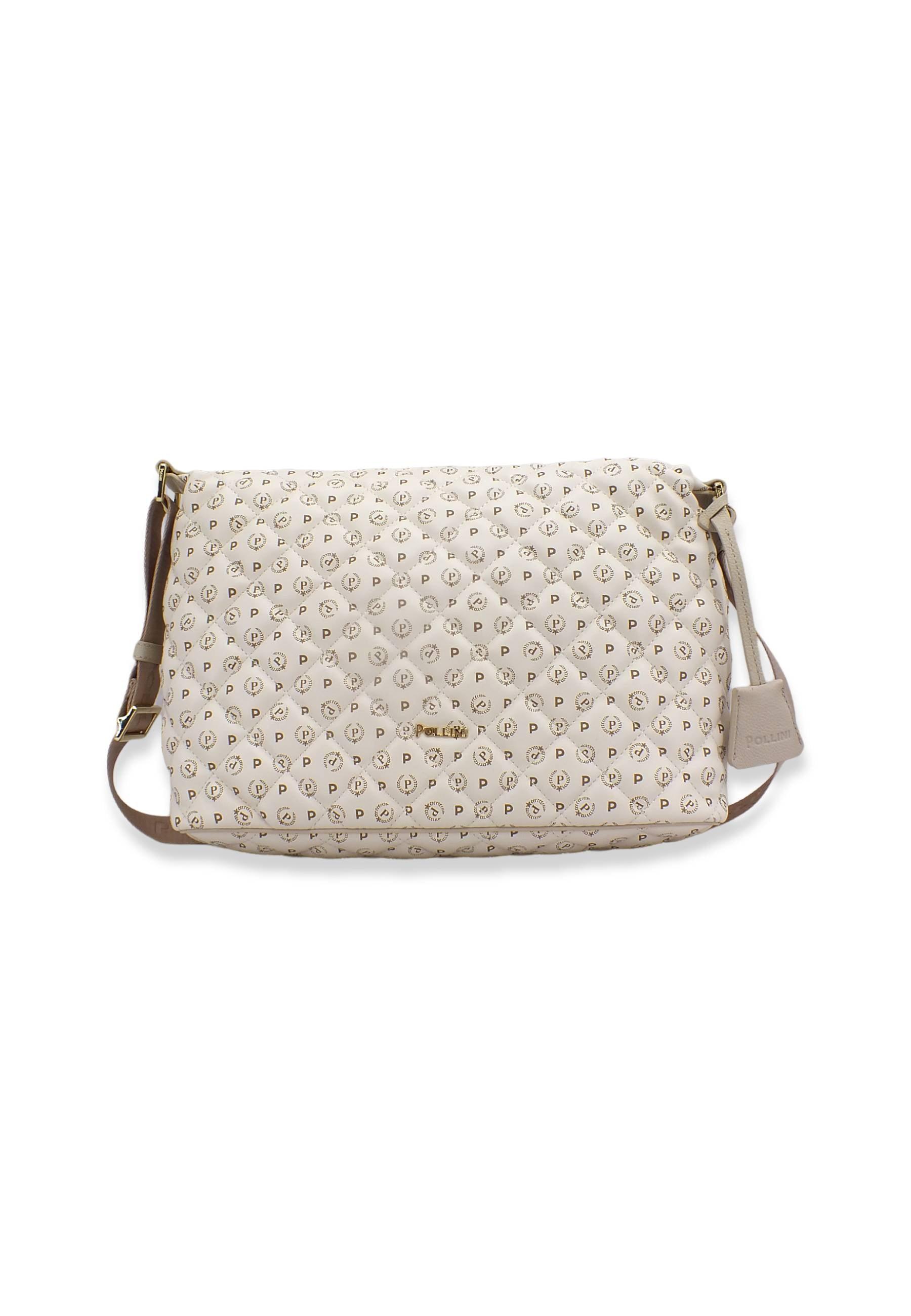 POLLINI Borsa Tracolla Hobo Mid Loghi Bianco Avorio TE8400PP02Q2210A - Sandrini Calzature e Abbigliamento