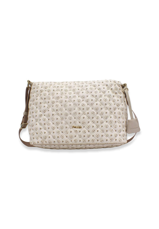 POLLINI Borsa Tracolla Hobo Mid Loghi Bianco Avorio TE8400PP02Q2210A - Sandrini Calzature e Abbigliamento
