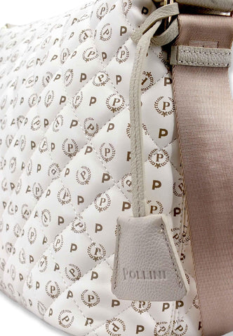POLLINI Borsa Tracolla Hobo Mid Loghi Bianco Avorio TE8400PP02Q2210A - Sandrini Calzature e Abbigliamento