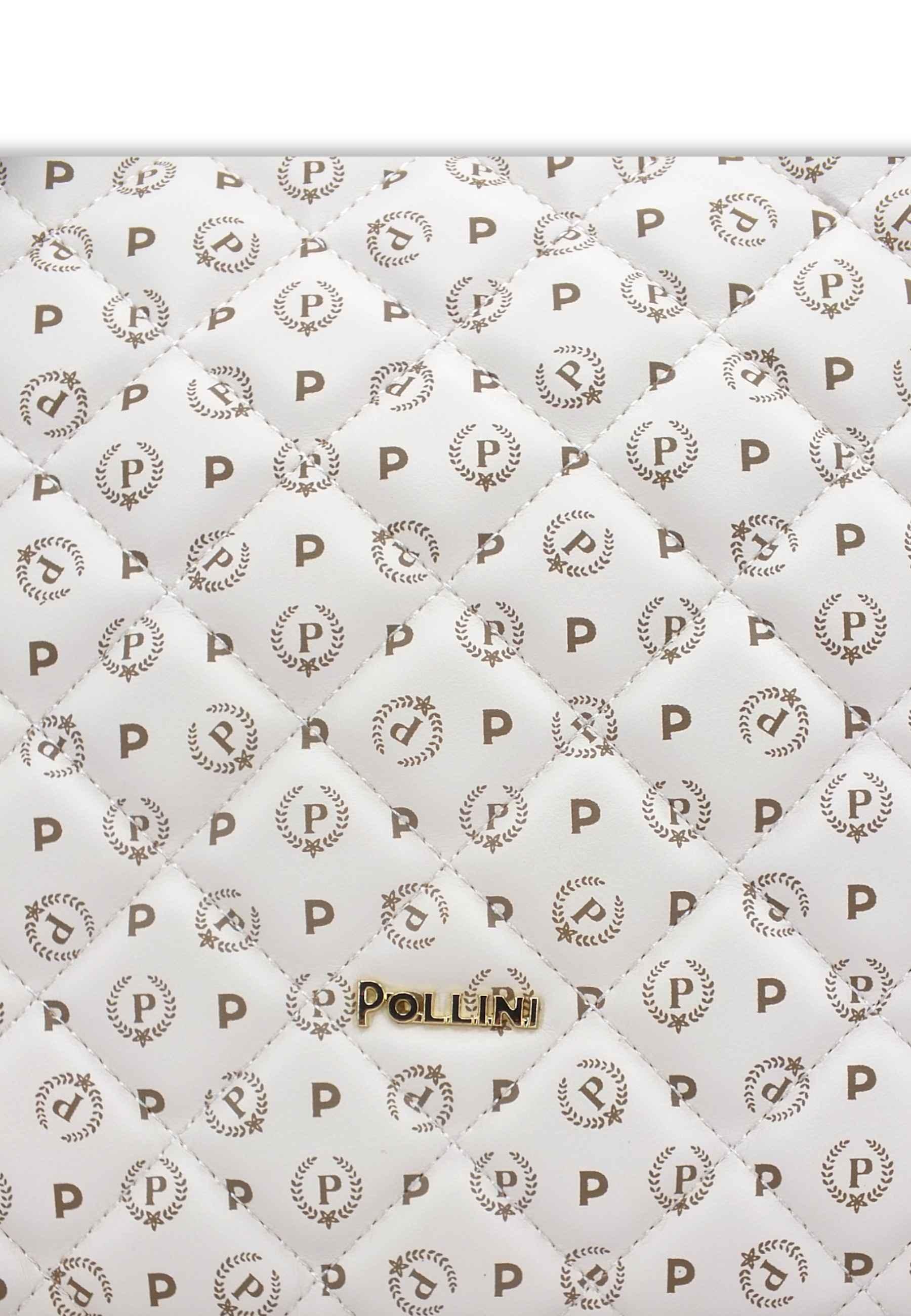 POLLINI Borsa Tracolla Hobo Mid Loghi Bianco Avorio TE8400PP02Q2210A - Sandrini Calzature e Abbigliamento
