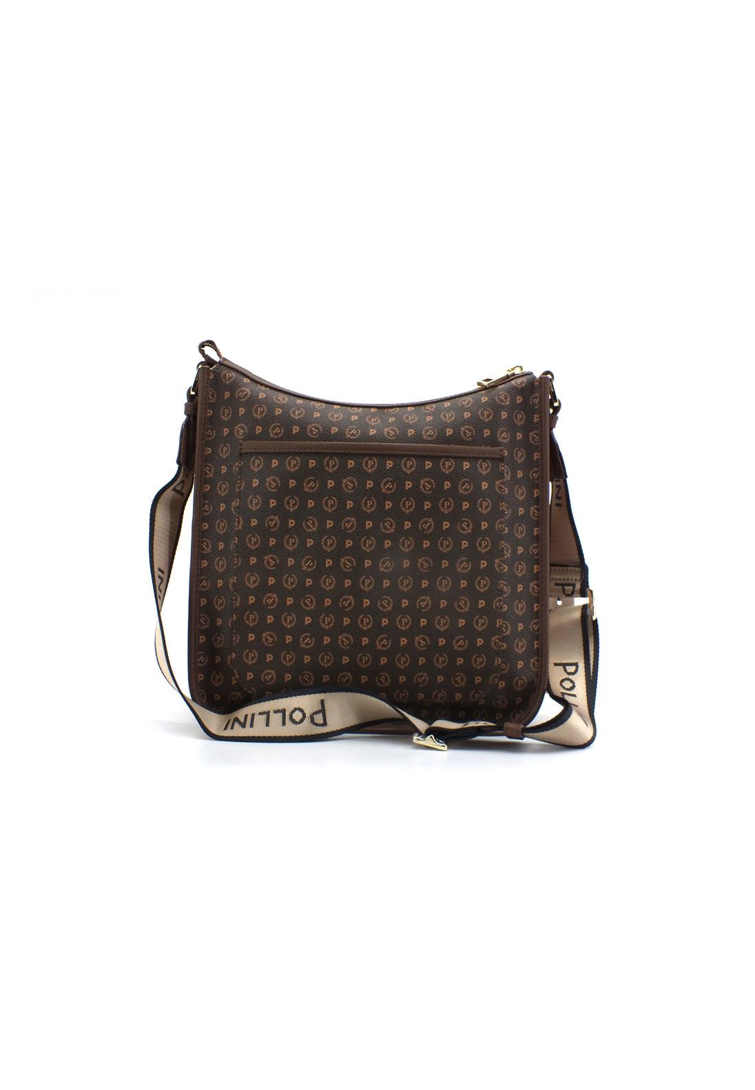 POLLINI Borsa Tracolla Hobo Mid Loghi Marrone Crema TE8454PP0BQ5330A - Sandrini Calzature e Abbigliamento