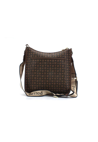 POLLINI Borsa Tracolla Hobo Mid Loghi Marrone Crema TE8454PP0BQ5330A - Sandrini Calzature e Abbigliamento