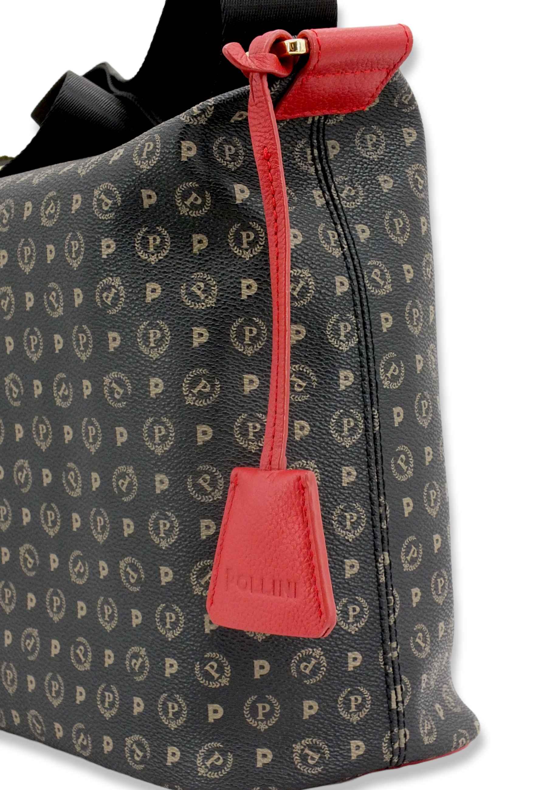 POLLINI Borsa Tracolla Hobo Mid Loghi Nera TE8400PP02Q1100B - Sandrini Calzature e Abbigliamento