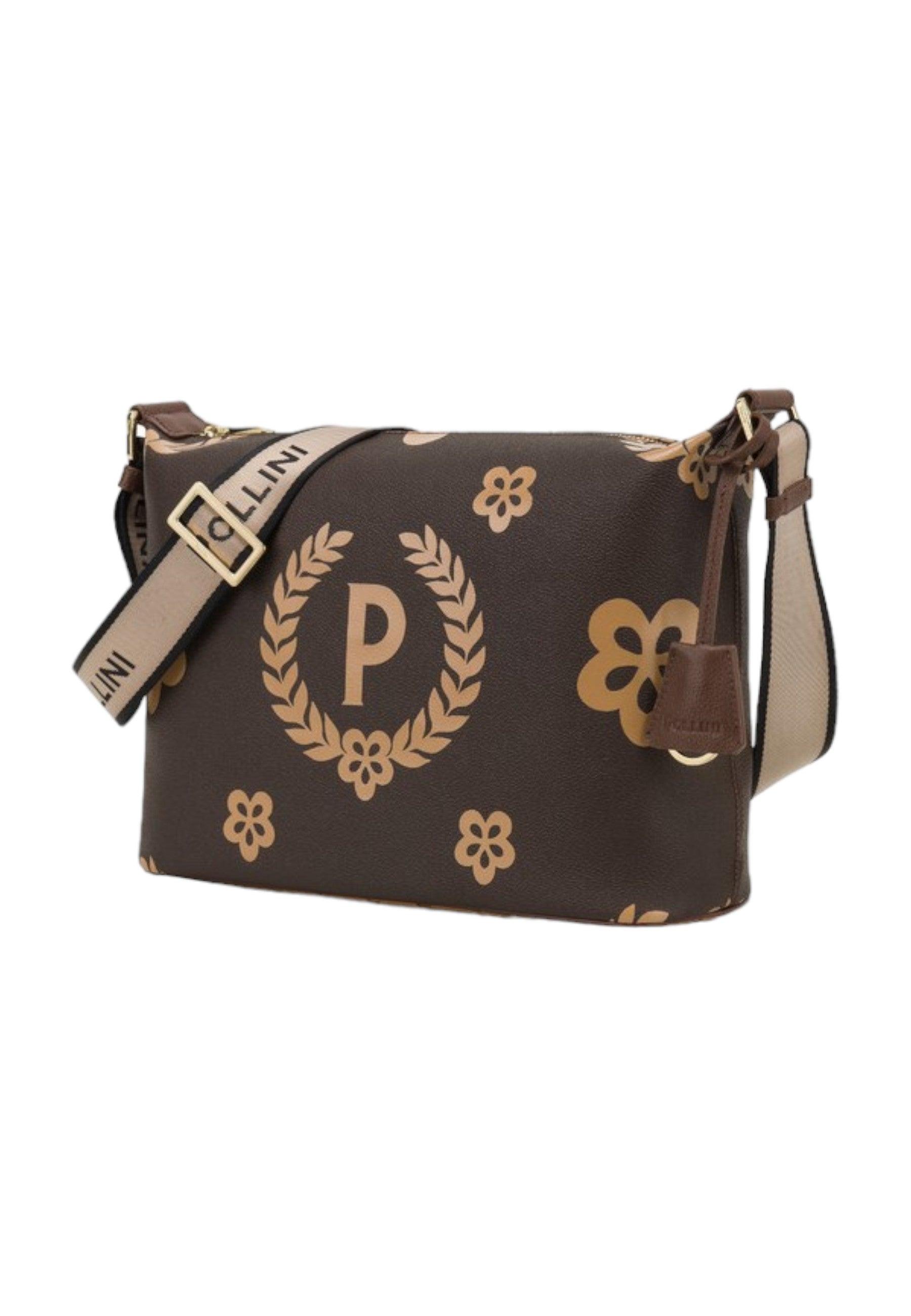 POLLINI Borsa Tracolla Messanger Donna Marrone Crema TE8400PP02Q1E11A - Sandrini Calzature e Abbigliamento
