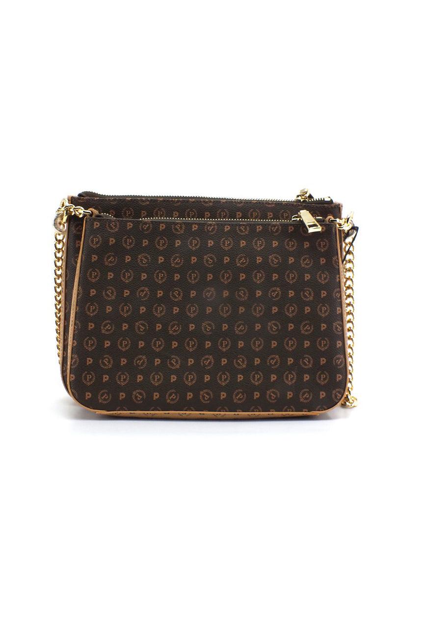 POLLINI Borsa Tracolla Shoulder Bag Loghi Marrone Crema TE8469PP0DQ5330A - Sandrini Calzature e Abbigliamento