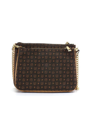 POLLINI Borsa Tracolla Shoulder Bag Loghi Marrone Crema TE8469PP0DQ5330A - Sandrini Calzature e Abbigliamento