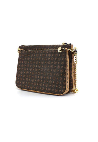 POLLINI Borsa Tracolla Shoulder Bag Loghi Marrone Crema TE8469PP0DQ5330A - Sandrini Calzature e Abbigliamento