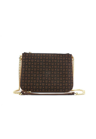 POLLINI Borsa Tracolla Shoulder Bag Loghi Marrone Crema TE8469PP0DQ5330A - Sandrini Calzature e Abbigliamento